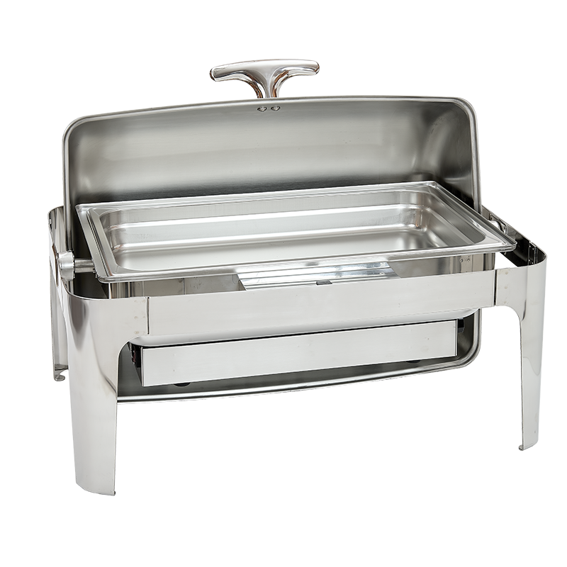 Lacor 69019 - Inserto Rotondo Per Chafing Dish Con Coperchio Arrotolabile In Alluminio - Dimensioni 35x7 Cm - Ideale Per Buffet E Catering